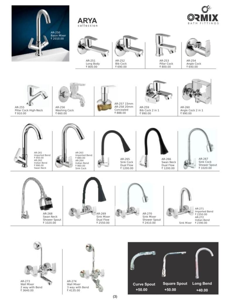 Ormix Manufacturing Washbasins kitchens & Bathrooms Taps