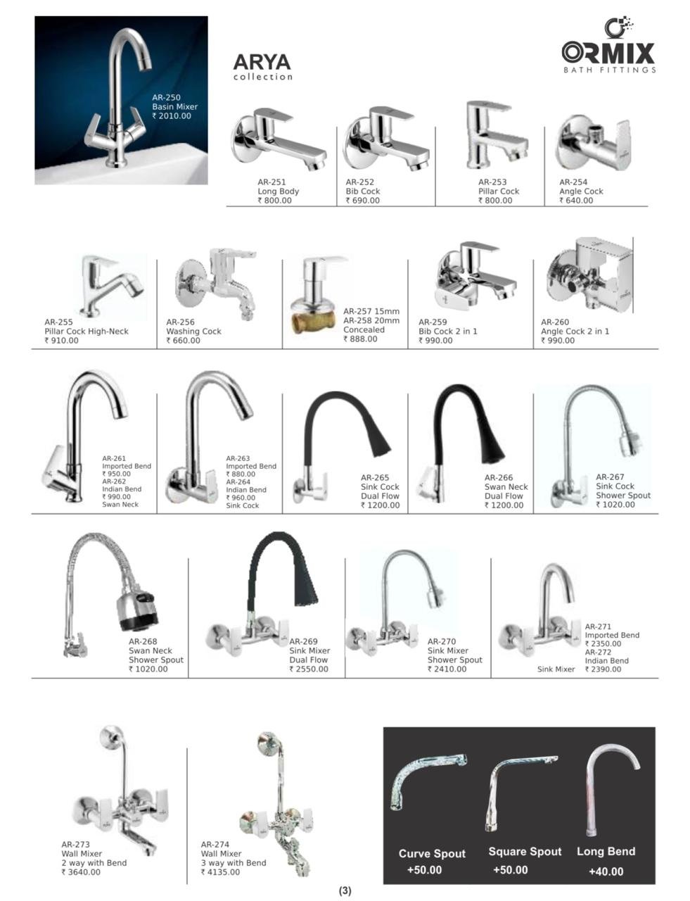 Ormix Manufacturing Washbasins kitchens & Bathrooms Taps